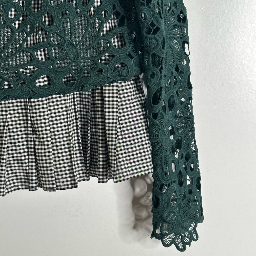 Anthropology Maeve forest green lace Gangnam blouse size Small - Picture 8 of 8